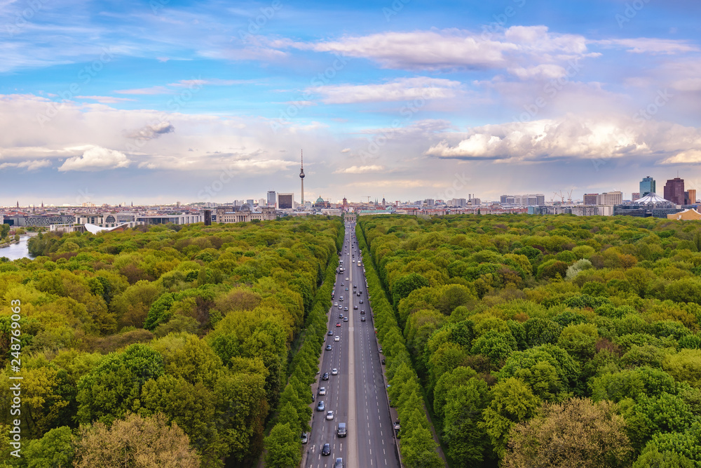 Berlin Germany, high angle city skyline at Tier Garden