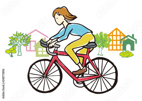 自転車で走る人