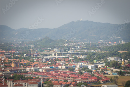 Beautiful landscape view of Phuket city from Khao Rang viewpoint, small hill in Phuket city, Thailand.