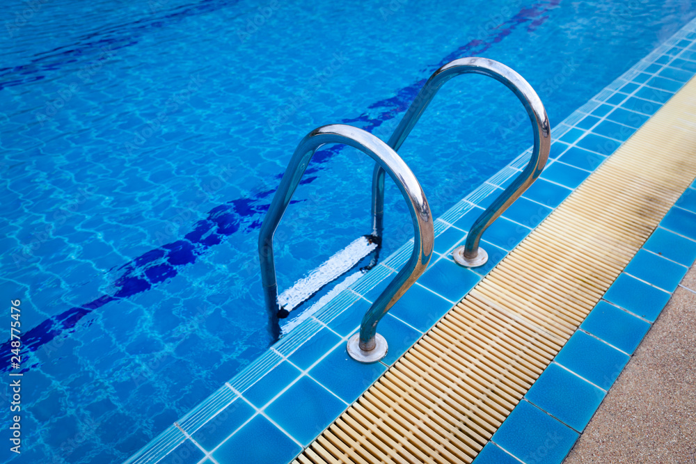 Stainless steel swimming pool. hand rails of swimming pool.