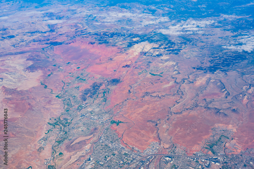 Fototapeta premium Aerial view of some rural desert area