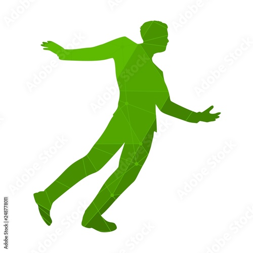 Drunkard young businessman walking. Social problem concept. Textured by lines and dots pattern