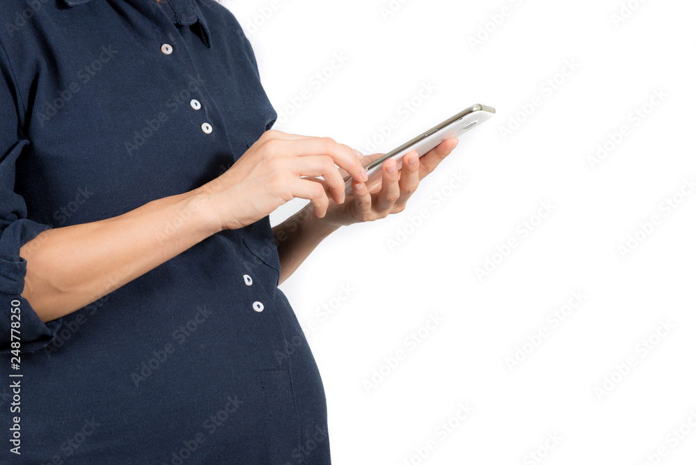 Business pregnant women using smartphones.