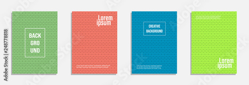 Colorful and modern cover design. Set of geometric pattern background