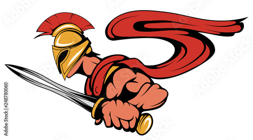 spartan warrior with a sword in his hand, spartan warrior mascot. Vector graphics to design.