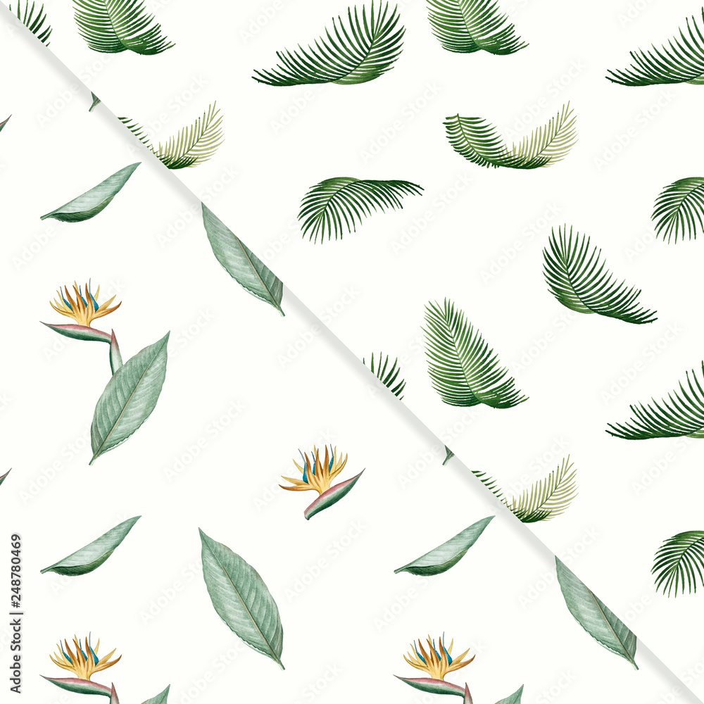 Fototapeta Tropical summer pattern collection