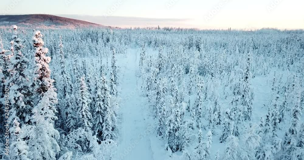 Alaska Frozen Winter Landscape Aerial Alaska Frozen Winter Landscape Aerial