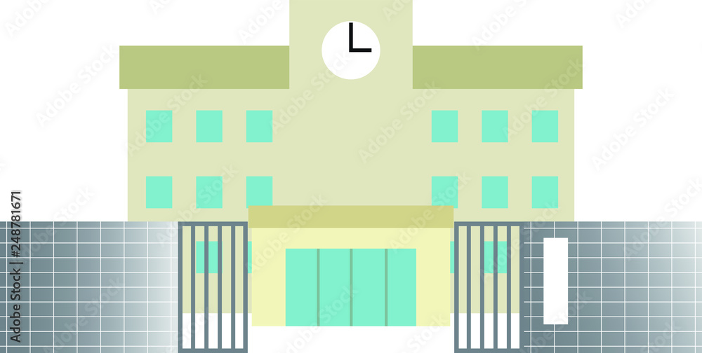 Naklejka premium Modern Japanese public school building with gate
