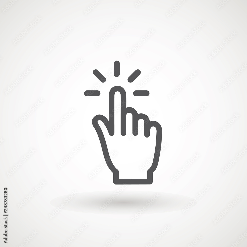 Fototapeta premium Hand clicking icon, click stock vector illustration flat design Clicking finger icon, hand pointer.