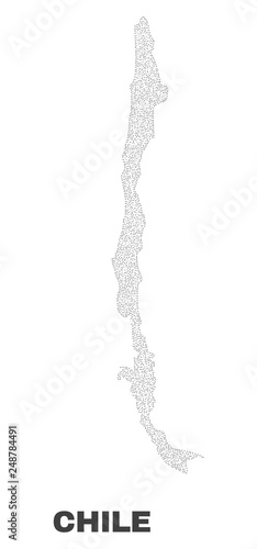 Chile map designed with small points. Vector abstraction in black color is isolated on a white background. Random small dots are organized into Chile map.