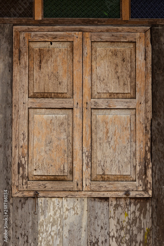 Old wooden windows Can be seen in the old village of northern Thailand © cabertiger
