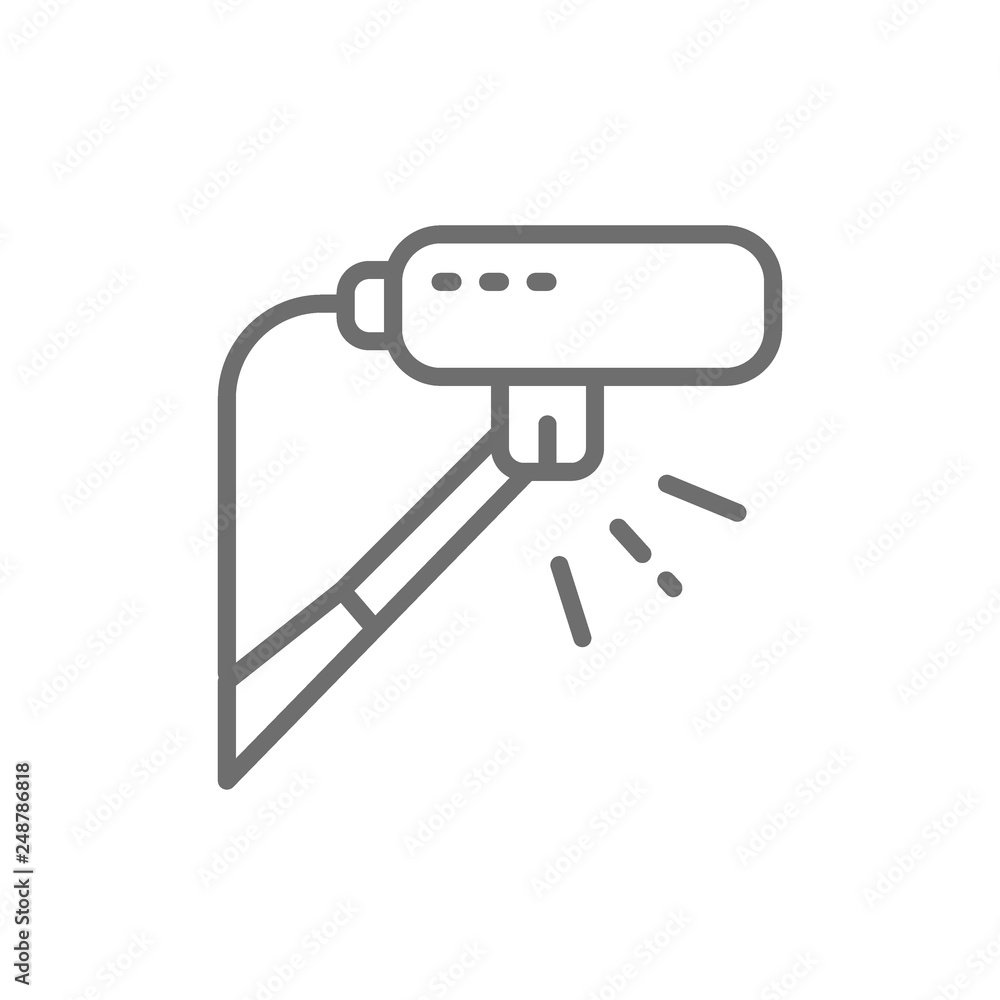 Cinema microphone, professional mic line icon. Cinema microphone, professional mic line icon.