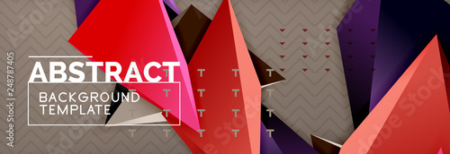 3d triangular shapes geometric background. Origami style pattern with triange shapes for decorative design. Poster design. Line design. Modern presentation template