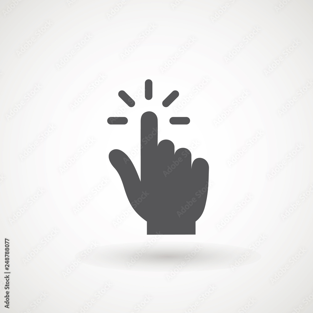 Hand clicking icon, click stock vector illustration flat design Clicking finger icon, hand pointer.