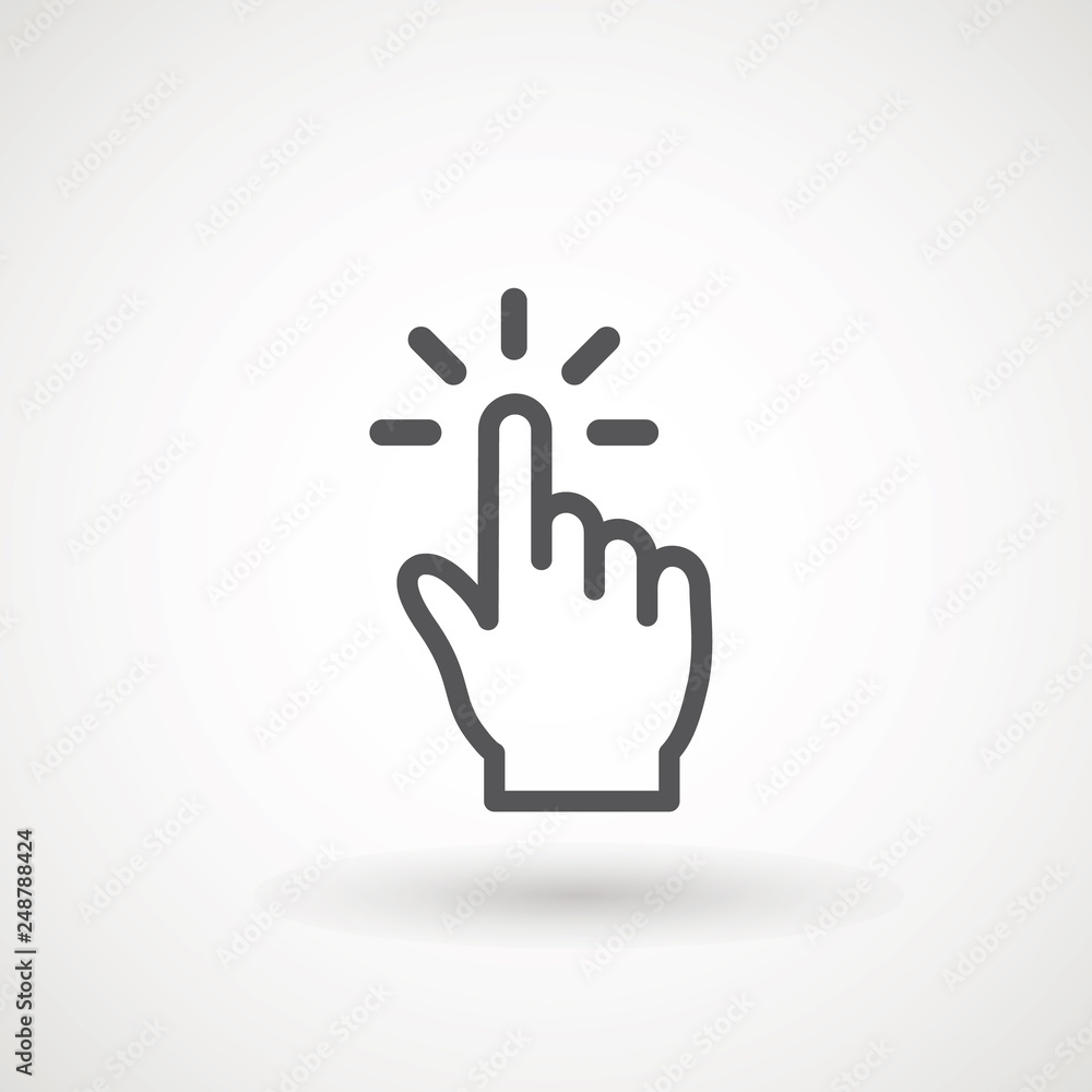 Obraz premium Hand clicking icon, click stock vector illustration flat design Clicking finger icon, hand pointer.
