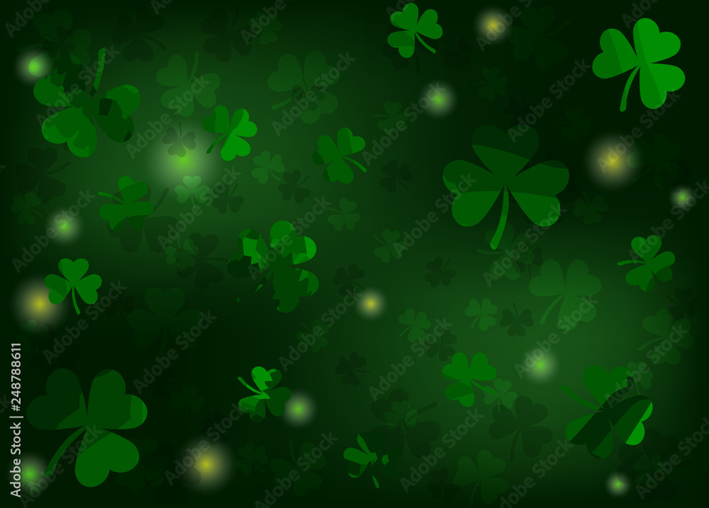patricks background with shamrocks and lights. green colors. vector illustration. patricks background with shamrocks and lights. green colors. vector illustration.