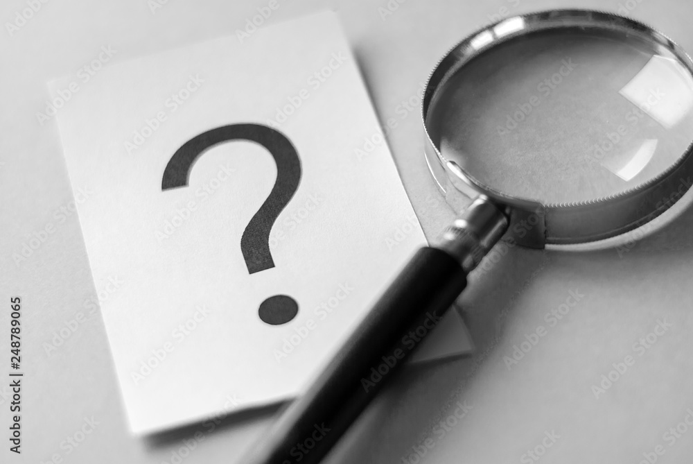 Question mark and magnifying glass Question mark and magnifying glass