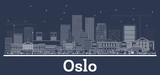 Outline Oslo Norway City Skyline with White Buildings.