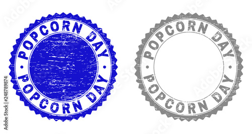 Photos Grunge POPCORN DAY stamp seals isolated on a white background