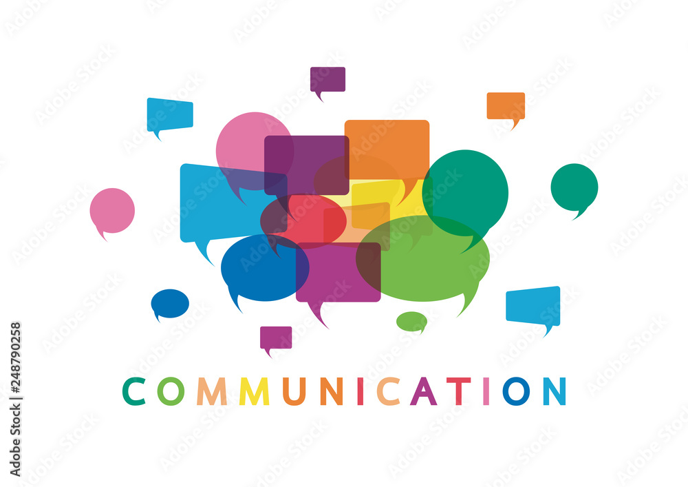 Vector illustration of a communication concept. The word communication with colorful dialog speech bubbles Vector illustration of a communication concept. The word communication with colorful dialog speech bubbles