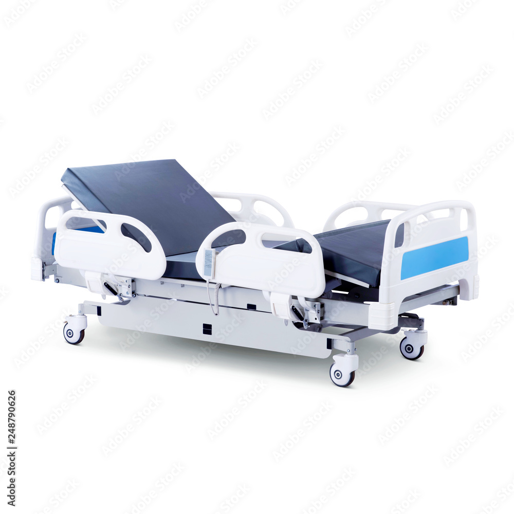 Hospital Bed Stretcher or Patient Bed Isolated on White Background.  Electric Variable Height Bed. Medical Equipment. Four Section Bed. Clipping  Pathjpg Stock Photo | Adobe Stock