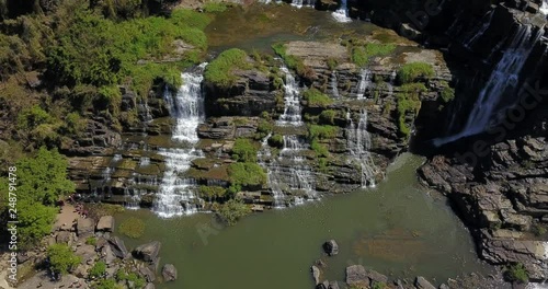 natural waterfall in dalat from aerial view photo