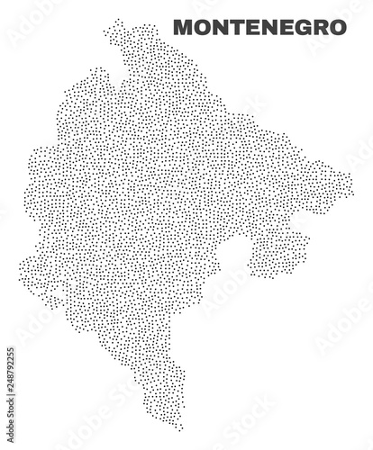 Canvas Print Montenegro map designed with little points