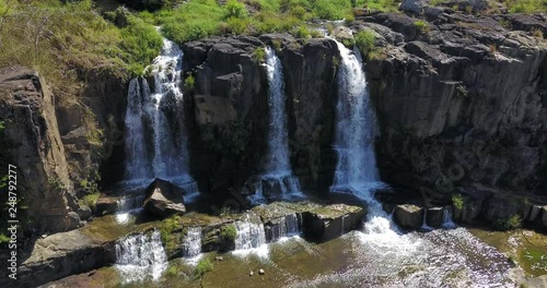 natural waterfall in dalat from aerial view photo