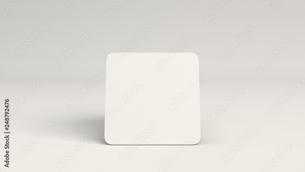 Mockup of blank white square beer coasters Mockup of blank white square beer coasters