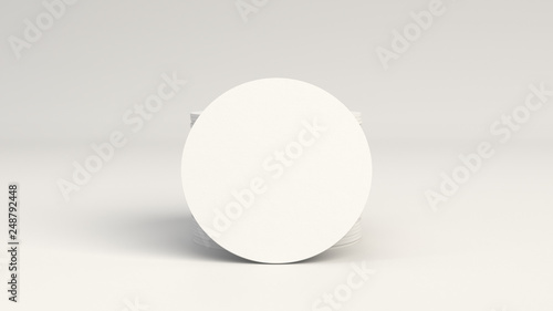 Mockup of blank white round beer coasters