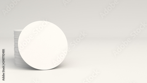 Mockup of blank white round beer coasters © GooD_WiN