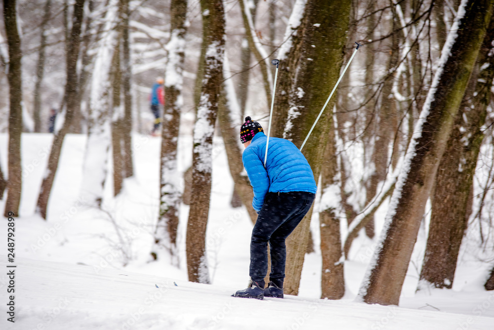 A man goes skiing in the winter Park 