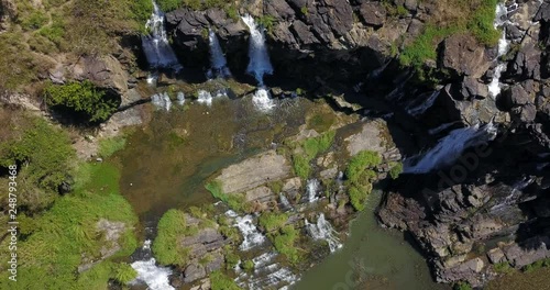 natural waterfall in dalat from aerial view photo