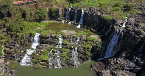 natural waterfall in dalat from aerial view photo