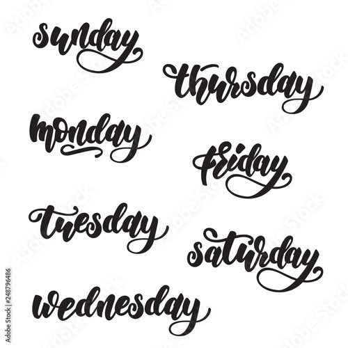 days of the week lettering design. Vector illustration.