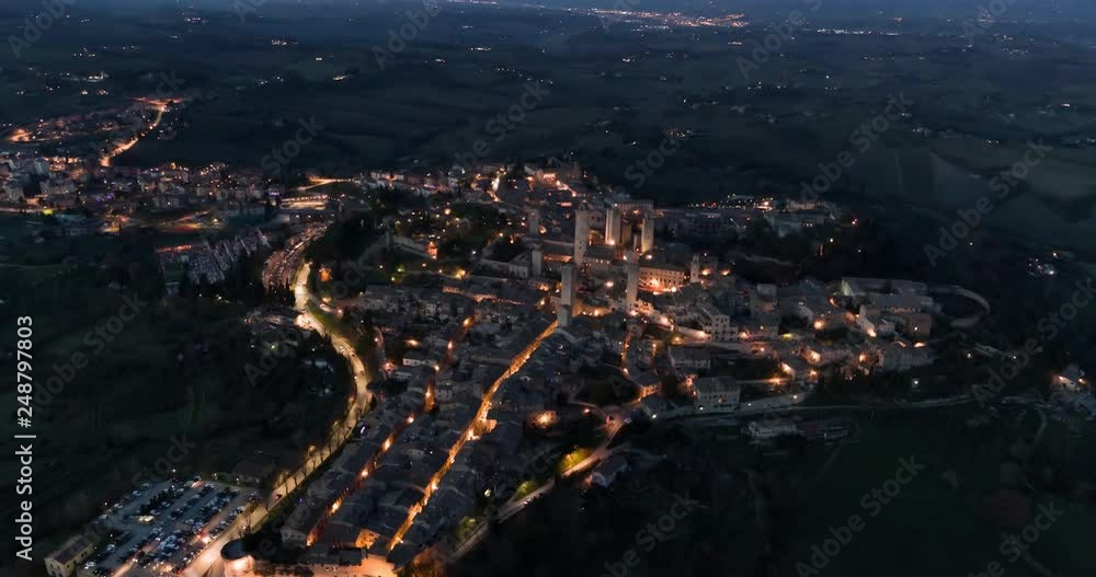 San Gimignano at Night from Above - Italy San Gimignano at Night from Above - Italy