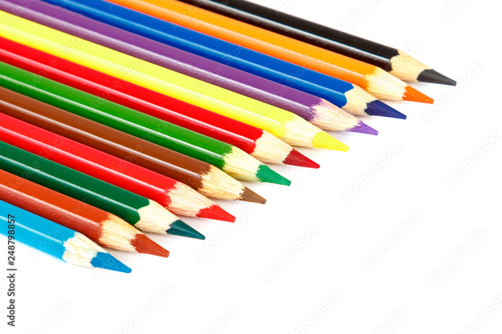 Colored pencils isolated on a white background. Colored pencils isolated on a white background.