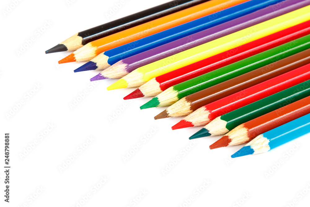 Colored pencils isolated on a white background.