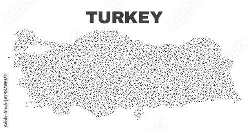 Turkey map designed with little points. Vector abstraction in black color is isolated on a white background. Random little dots are organized into Turkey map.