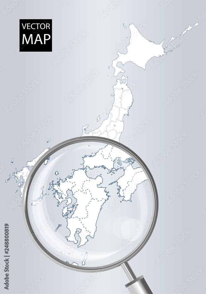 日本地図 グレー 虫眼鏡で拡大された九州地方の地図 日本列島 ベクターデータ Stock Vector Adobe Stock 日本地図 グレー 虫眼鏡で拡大された九州地方の地図 日本列島 ベクターデータ Stock Vector Adobe Stock