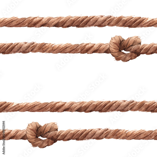 Watercolor rope fishing net vector pattern