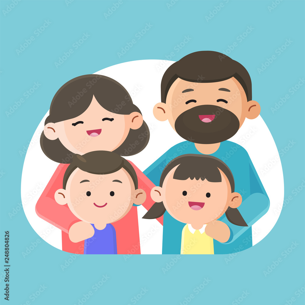 Family smiling happily together, Vector character design illustration. Family smiling happily together, Vector character design illustration.