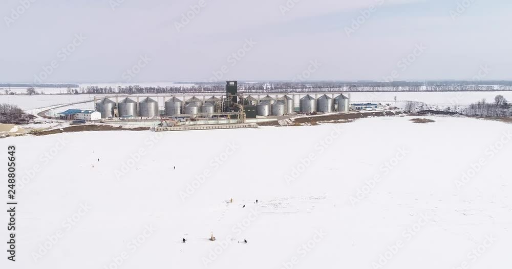 Aerial View of the Big Grain Elevator in Winter Aerial View of the Big Grain Elevator in Winter