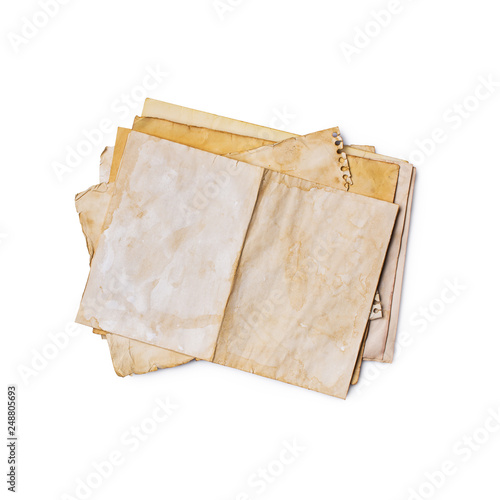 Mock up of empty old vintage yellowed paper sheets