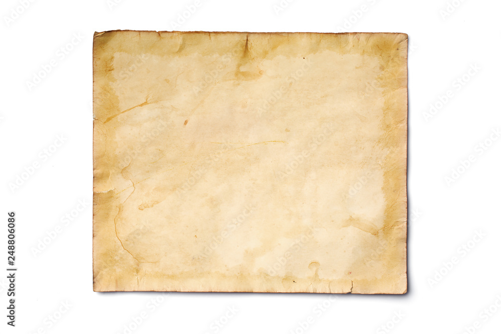 Mock up of empty old vintage yellowed paper sheet