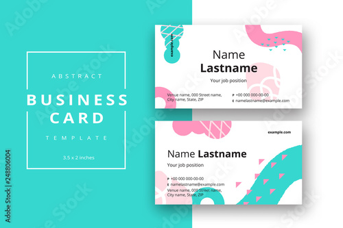Trendy minimal abstract business card template. Modern corporate stationery id layout with geometric pattern. Vector fashion background design with information sample name text.