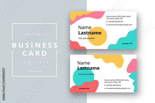 Trendy minimal abstract business card template. Modern corporate stationery id layout with geometric pattern. Vector fashion background design with information sample name text.