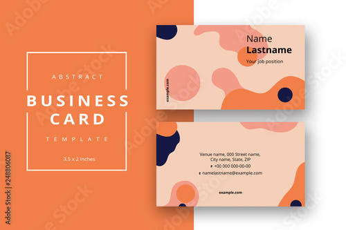 Trendy minimal abstract business card template. Modern corporate stationery id layout with geometric pattern. Vector fashion background design with information sample name text.