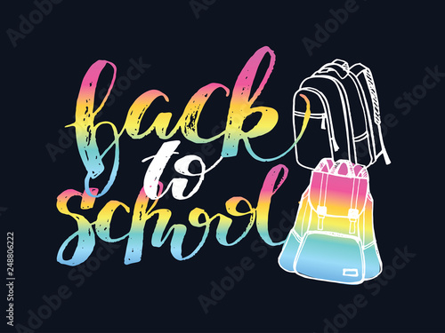 Hand drawn doodle backpack back to school pattern background