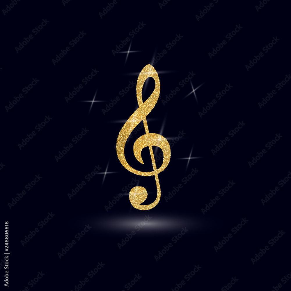Obraz premium Gold musical notes on the dark background